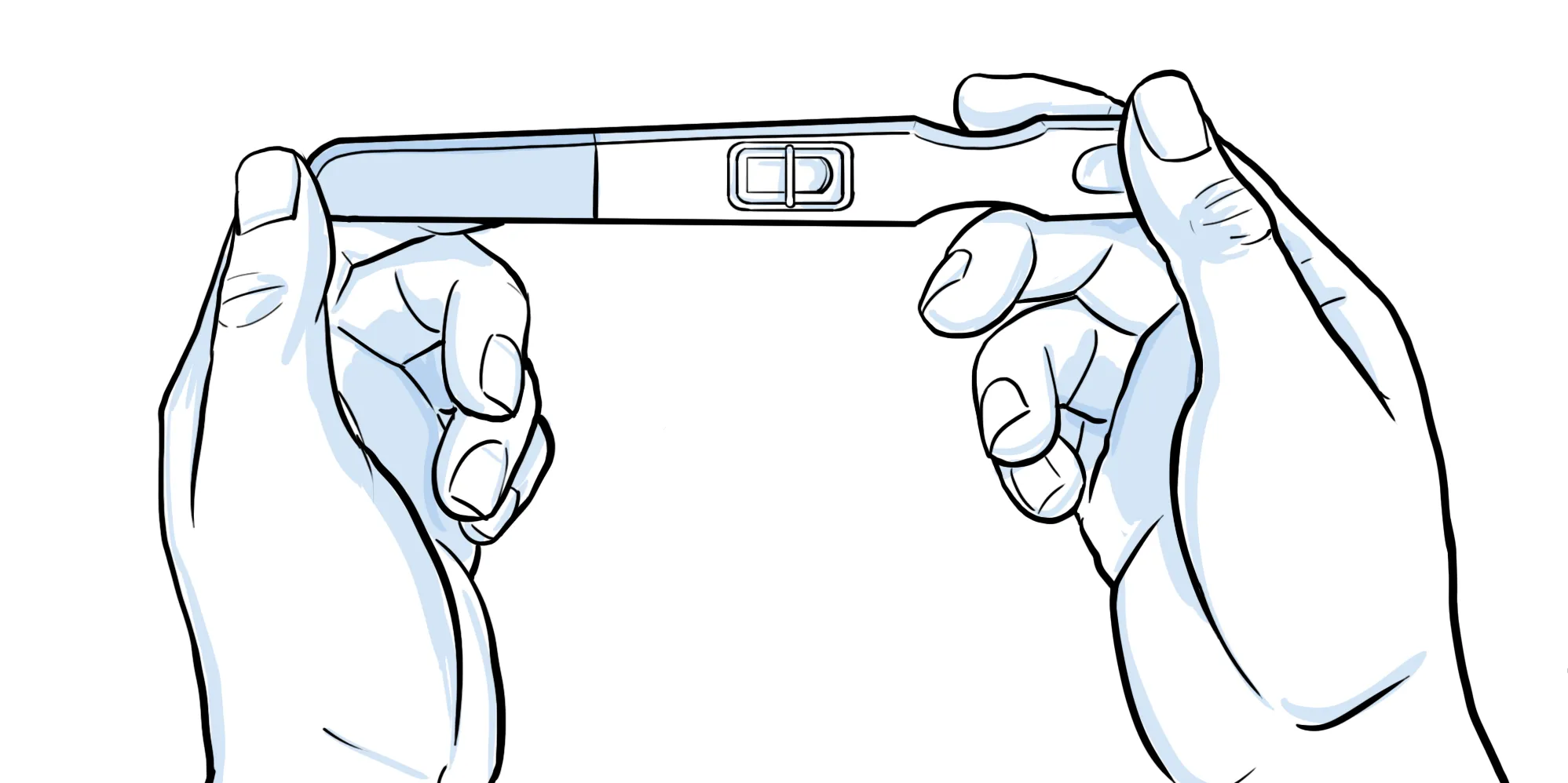 Research participant holding pregnancy test results.