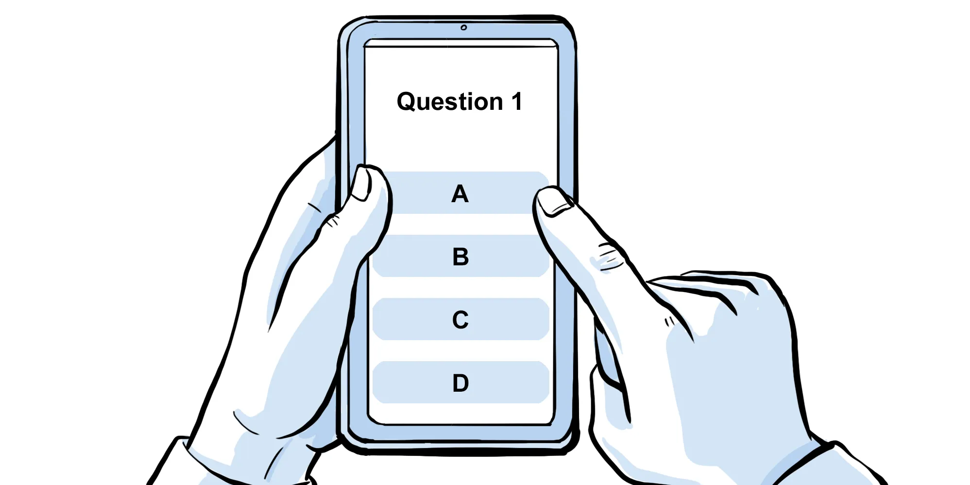 Research participant answering questions on a phone.