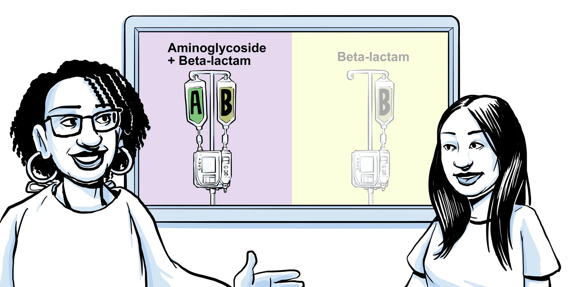 Computer screen showing a patient being randomly assigned a treatment option.