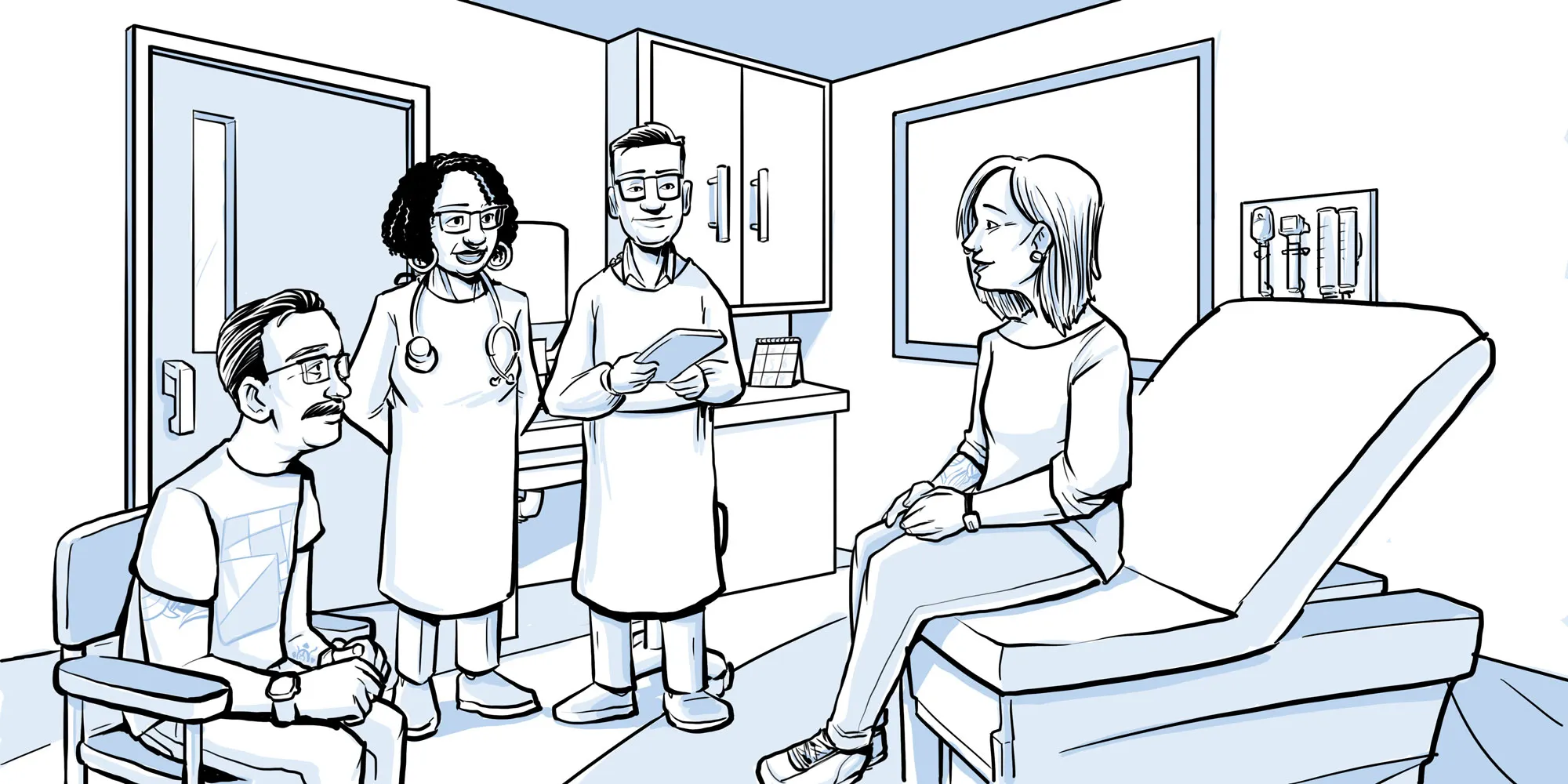 Woman with CF talking to docotor about this research study.